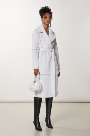 Patrizia Pepe Double Breasted Double Face Coat Bílé | 896457-ZXM