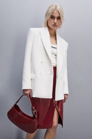Patrizia Pepe Double-breasted Over Peacoat Bílé | 321567-RAZ