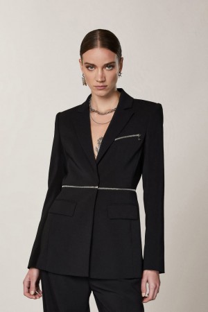 Patrizia Pepe Essential Crepe Jacket With Zipper Černé | 964280-NAZ