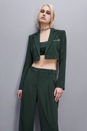 Patrizia Pepe Essential Crepe Jacket With Zipper Zelene | 975301-EJV