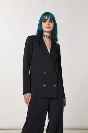 Patrizia Pepe Essential Double-breasted Jacket Černé | 732610-GQL