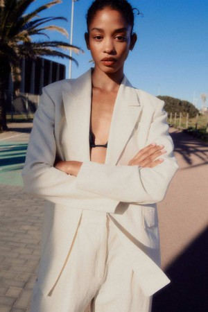 Patrizia Pepe Essential Viscose And Linen Jacket Bílé | 412708-YRC