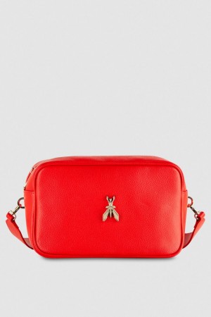 Patrizia Pepe Fly Camera Leather Bag With Chain Červené | 690832-SEH