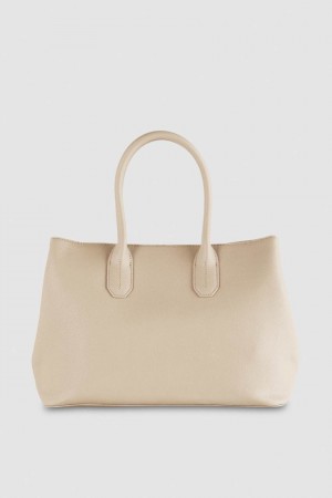 Patrizia Pepe Fly Leather Shopping Bag With Shoulder Strap Béžový | 761432-PRY