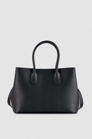 Patrizia Pepe Fly Leather Shopping Bag With Shoulder Strap Černé | 946703-XNC