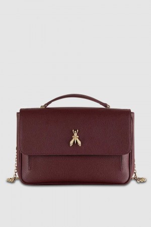Patrizia Pepe Fly Leather Shoulder Bag With Chain Fialové | 102369-KEM