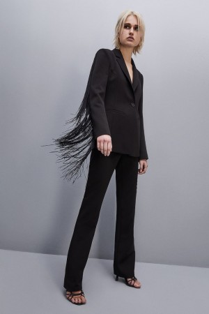 Patrizia Pepe Fringed Jacket Černé | 146758-BFA