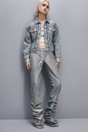 Patrizia Pepe Gold-plated Denim Jacket Zlaté | 825149-RQJ