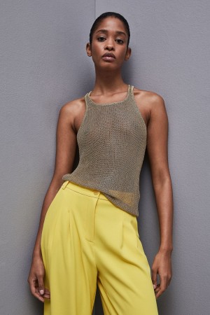 Patrizia Pepe Mesh Top With Metal Effect Zlaté | 165387-TEW