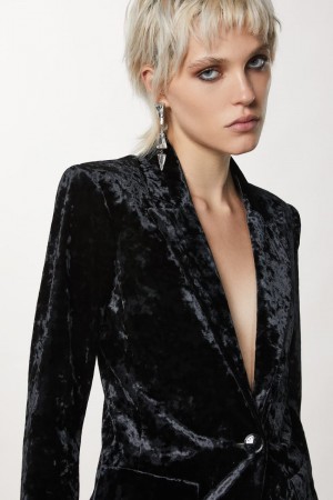 Patrizia Pepe One-button Velvet Jacket Černé | 129367-FYX