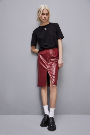 Patrizia Pepe Organic Cotton T-shirt Černé | 521864-ZAK